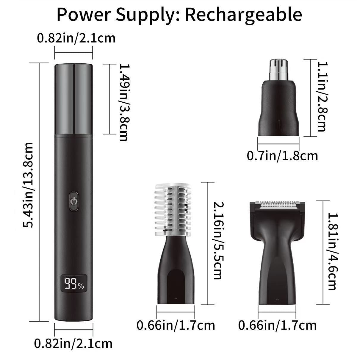 Nose and Ear Hair Trimmer for Men - Rechargeable Eyebrow Face Shaver - Nasal Hair Clippers 3 in 1 Painless Eye Brow Facial Hair Beard Razor for Sideburns Dual-edge