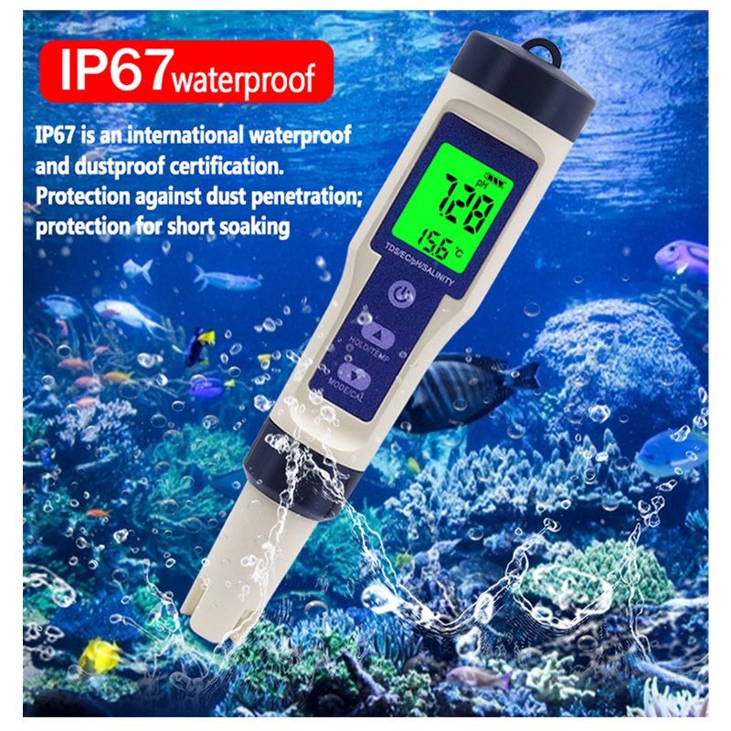 PH Meter & TDS Meter Digital Water Tester 5 in 1 Salinity Tester PH Temp EC and TDS Meter,PH Meter for Water with LCD Backlit,Water Testing Kits for Drinking Water,