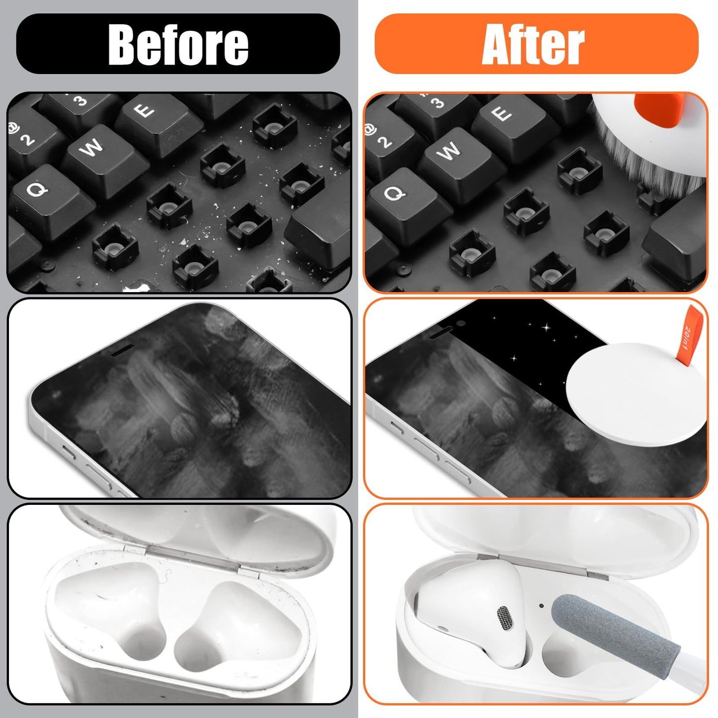 Laptop Phone Screen Cleaner Kit, Computer Keyboard Brush Cleaning Spray for20-in-1 Electronic Device Clean Tool for Camera PC Monitor Earbud TV Tablet Car Screens, white