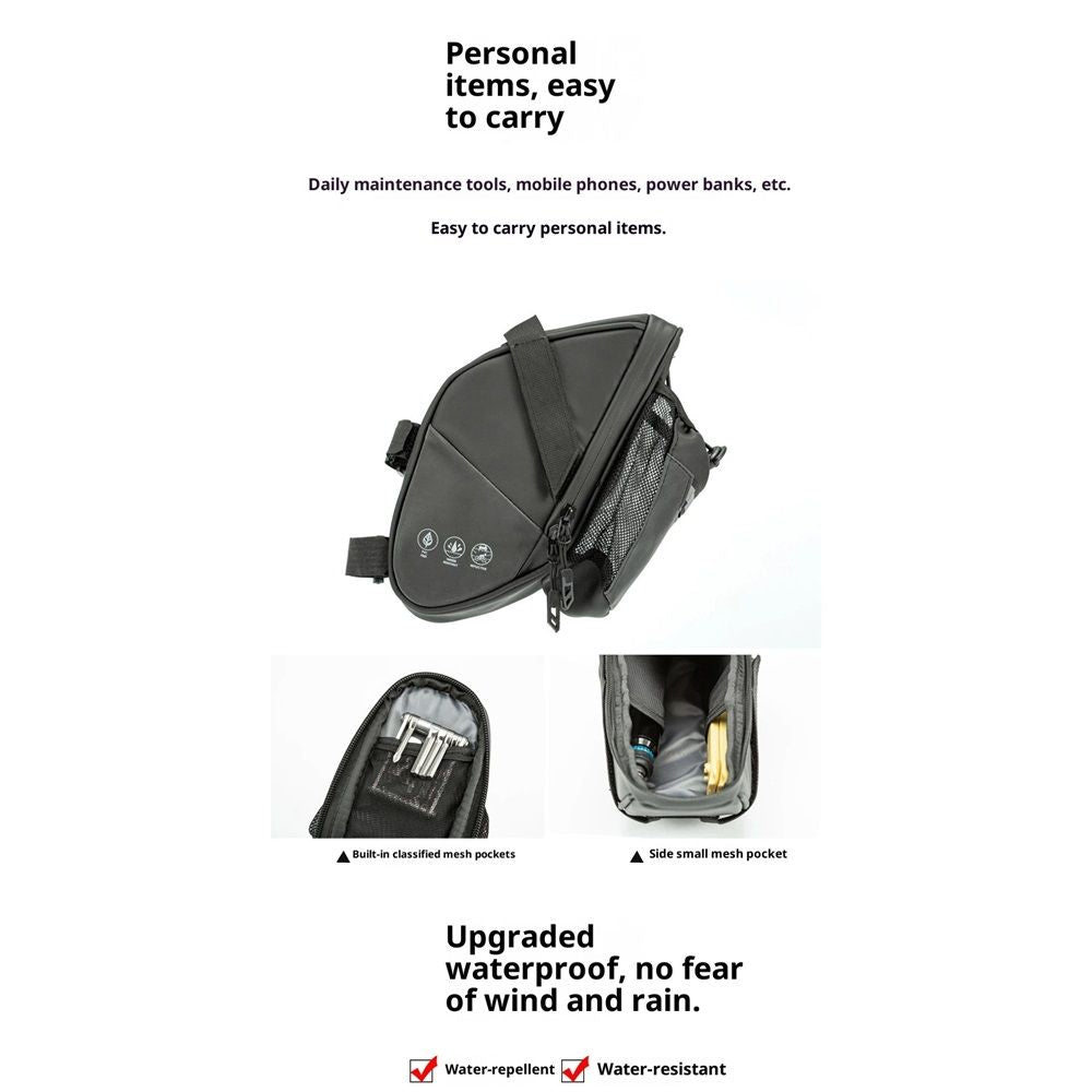 Bike Seat Bag, Bicycle Saddle Bag Under Seat Cycling Seat Pack with Water Bottle Holder for Mountain Road Bikes Black