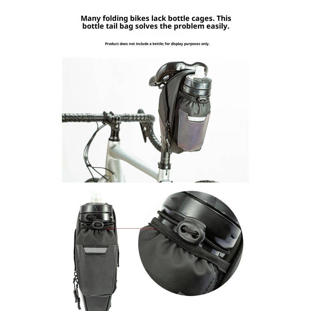 Bike Seat Bag, Bicycle Saddle Bag Under Seat Cycling Seat Pack with Water Bottle Holder for Mountain Road Bikes Black