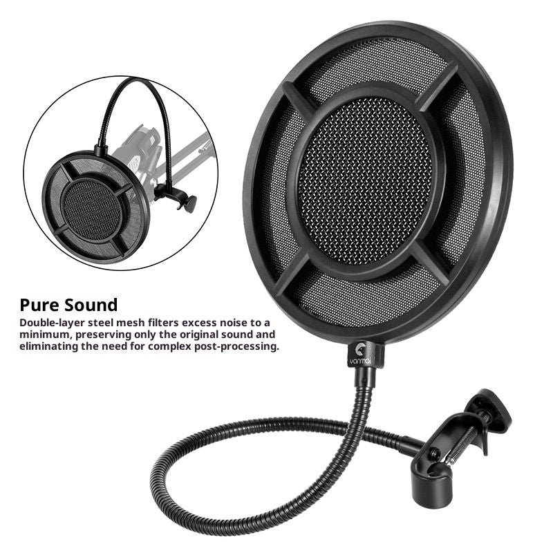 2-layer  Anti spray net for Other Mic, Upgraded Metal Microphone Pop Filter Windscreen with Flexible 360°Gooseneck