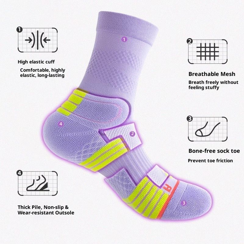 3 pack Womens Viscose Compression Running Crew Socks, Moisture-Wicking Anti-Blister Hiking&Gym Athletic（Purple）