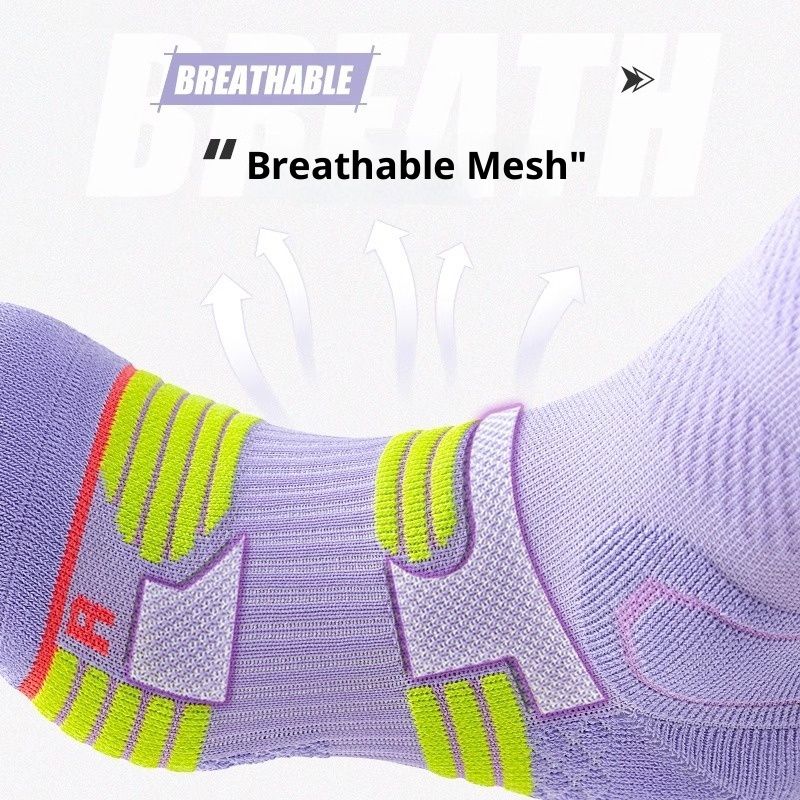 3 pack Womens Viscose Compression Running Crew Socks, Moisture-Wicking Anti-Blister Hiking&Gym Athletic（Purple）