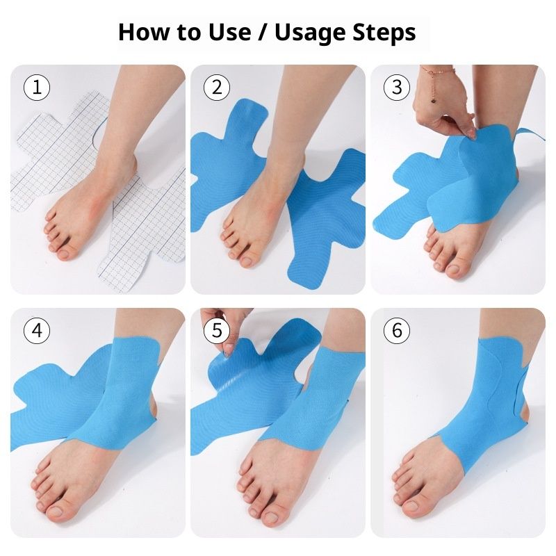 Kinesiology Tape for Ankle, 12 Count Ankle Tape Precut, Original Cotton Waterproof & Breathable, Enhance Elastic Kinesiology Athletic Tape for Ankle Support and Muscle to More Sports