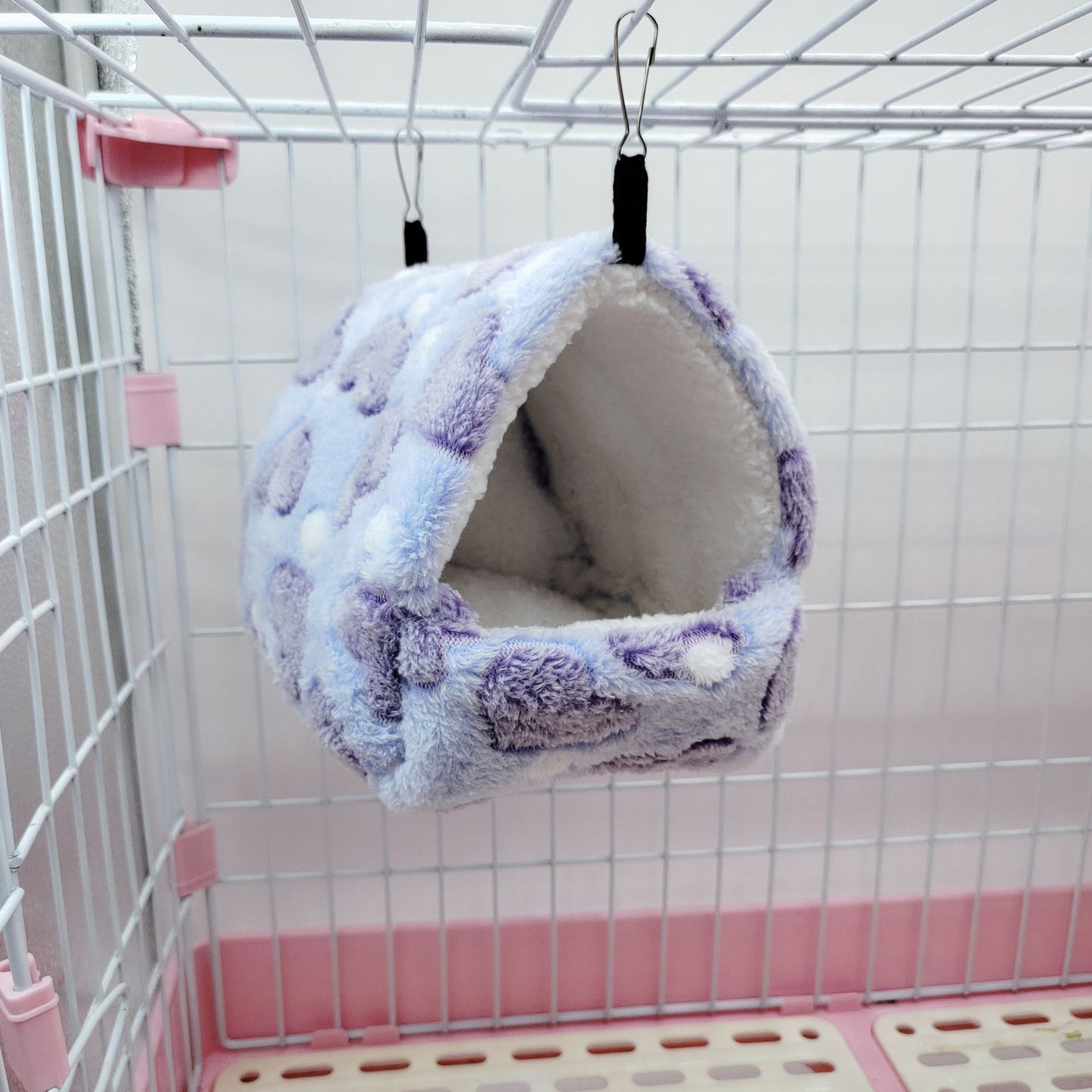 Hamster Love Pattern Hammock Chinchillas Warmth Supplies Small Pets Cotton Nest Rat Nest Mat for Squirrel Hedgehog Guinea Totoro Pig Bed House Cage Nest Hamster Accessories (Purple, L)