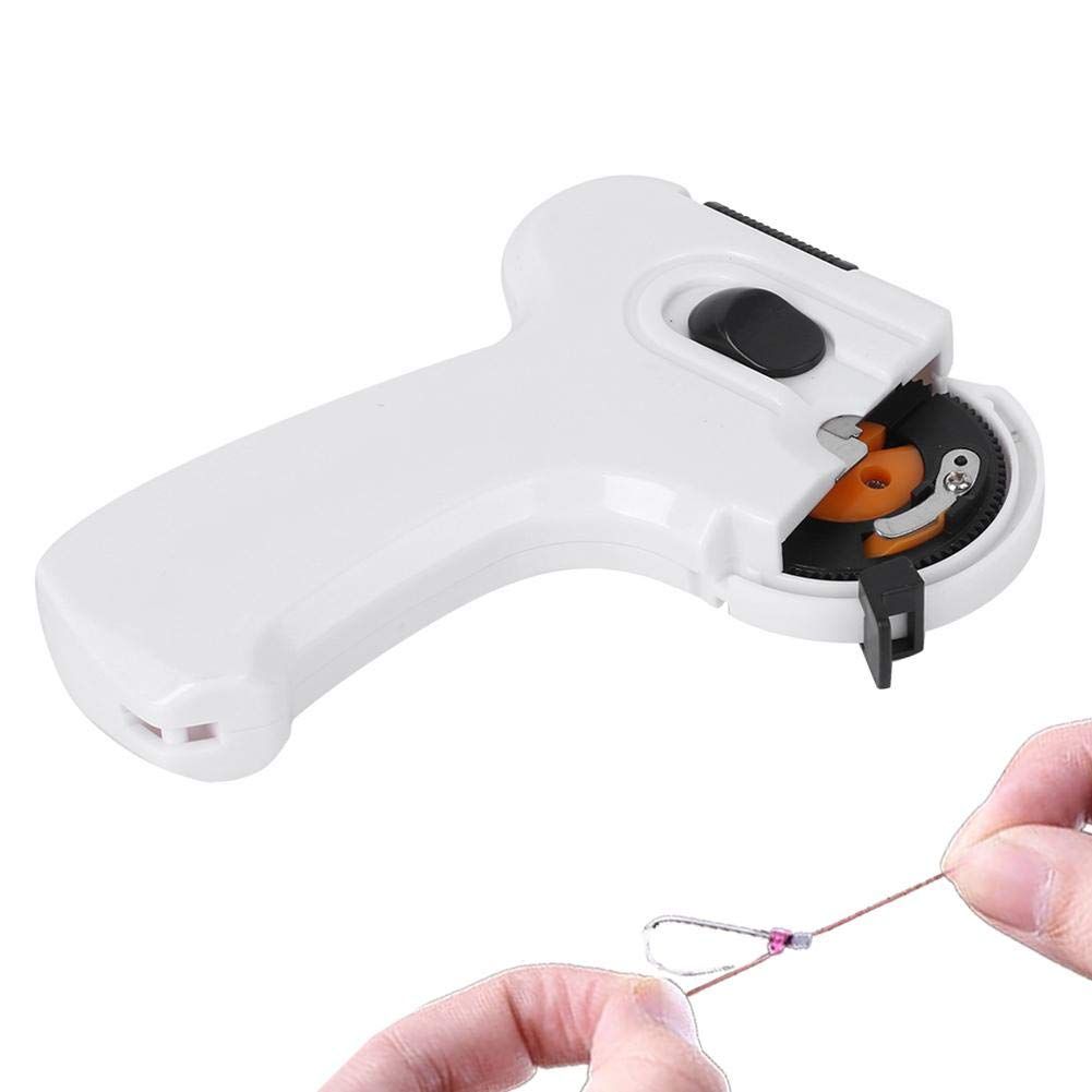Fishing Knot Tying Tool, Automatic Fishing Hook Tyer, Line Tying Device, Electric Hook Setter, Outdoor Tool for Boaters, Anglers Long handle (white)