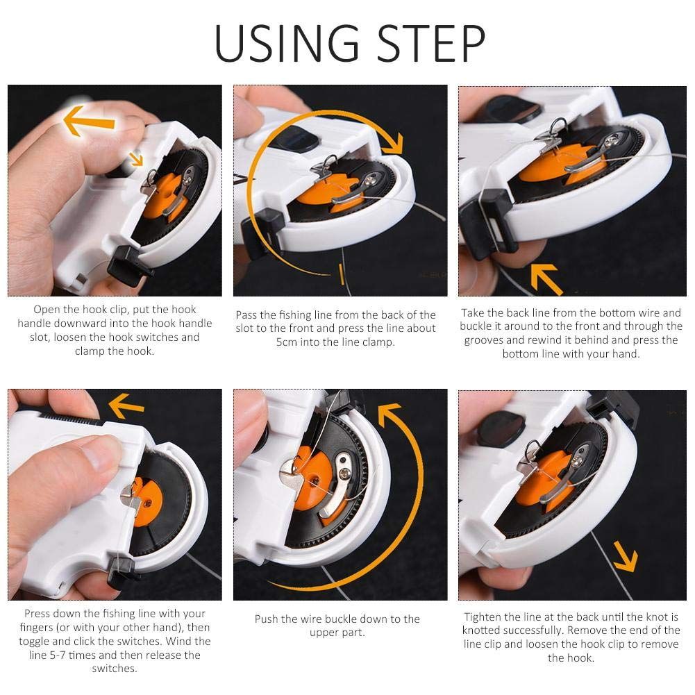 Fishing Knot Tying Tool, Automatic Fishing Hook Tyer, Line Tying Device, Electric Hook Setter, Outdoor Tool for Boaters, Anglers Long handle (white)