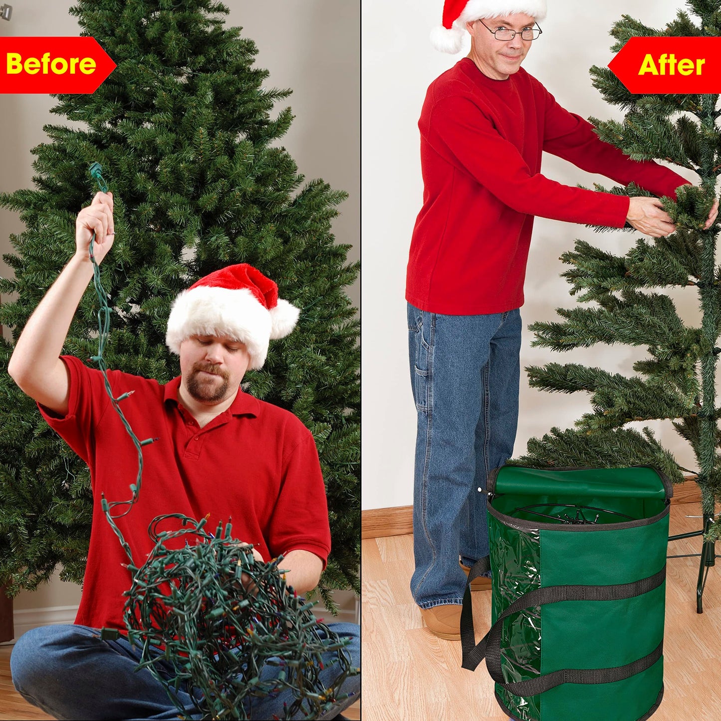 Christmas Light storage Bag | Holiday Light Storage Organizer  Extension Cords Constructed of Durable 600D Oxford Material with Clear PVC Window (Green)