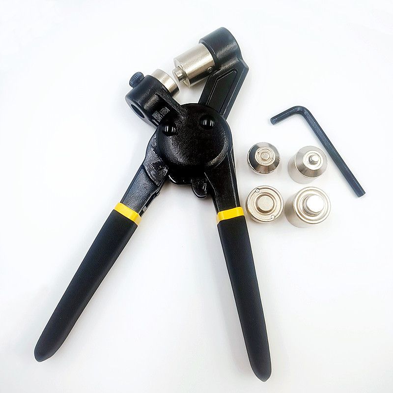 Grommet Tool Kit, Handheld Eyelet Kit Manual Grommet Press Machine with 200 pcs 10 mm Grommets（gold + silver）