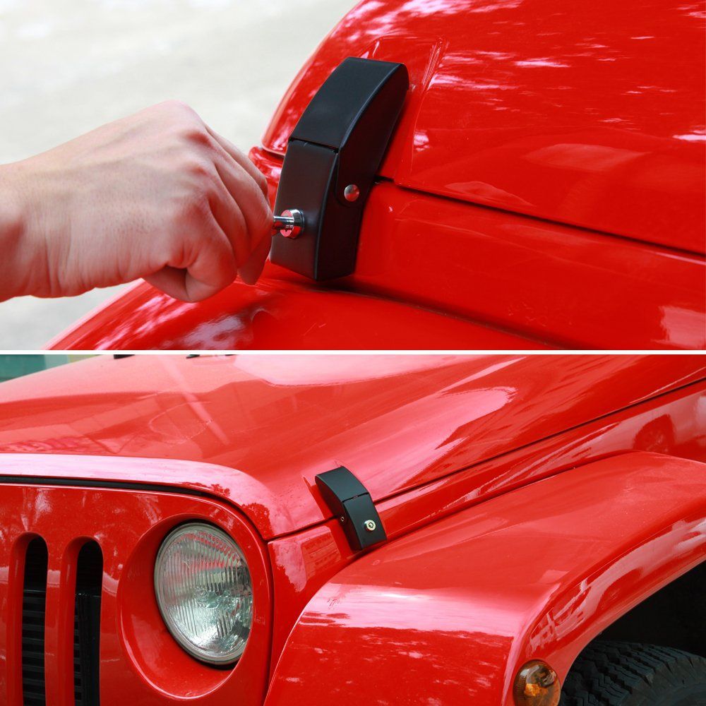 For  Hood Latches Catch Kit with Lock for Jeep  JK JKU JL JLU Gladiator JT 2007-2023 Present Chrome Exterior Accessories 2pcs