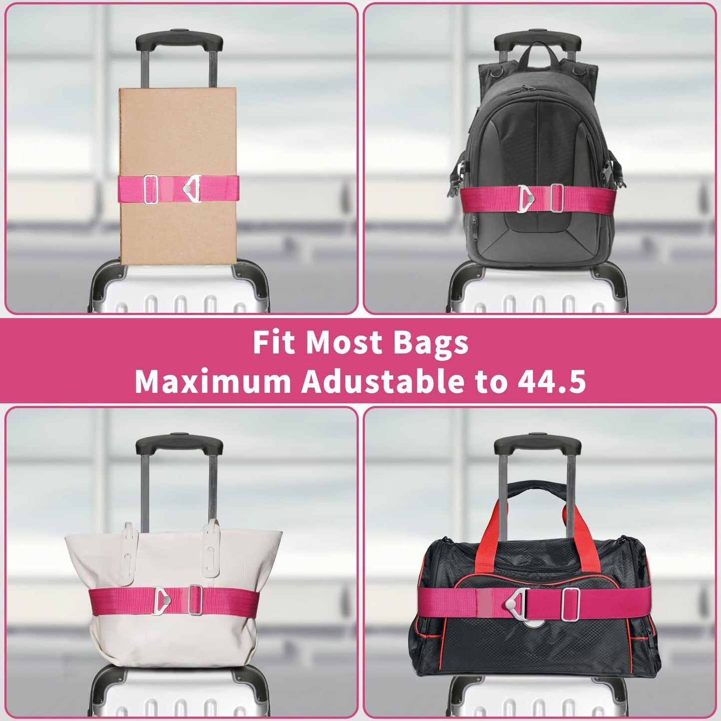 2pcs 2-in-1 Travel Belt for Luggage Straps Add a Bag Bungees Suitcase Luggage Strap Over Handle Suitcases Belt for Carry On Bag Adjustable Backpack Attachment Airport Travel Accessorie