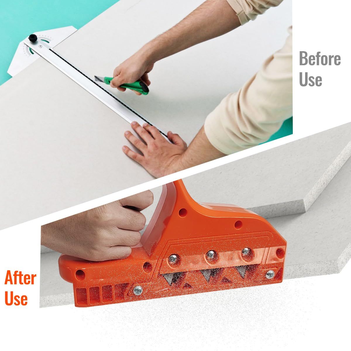 Plasterboard Fast Cutter, 45°+60°Plasterboard Edger,Drywall Chamfer Woodworking Hand Tool, Gypsum Board Hand Plane with 10 Blades