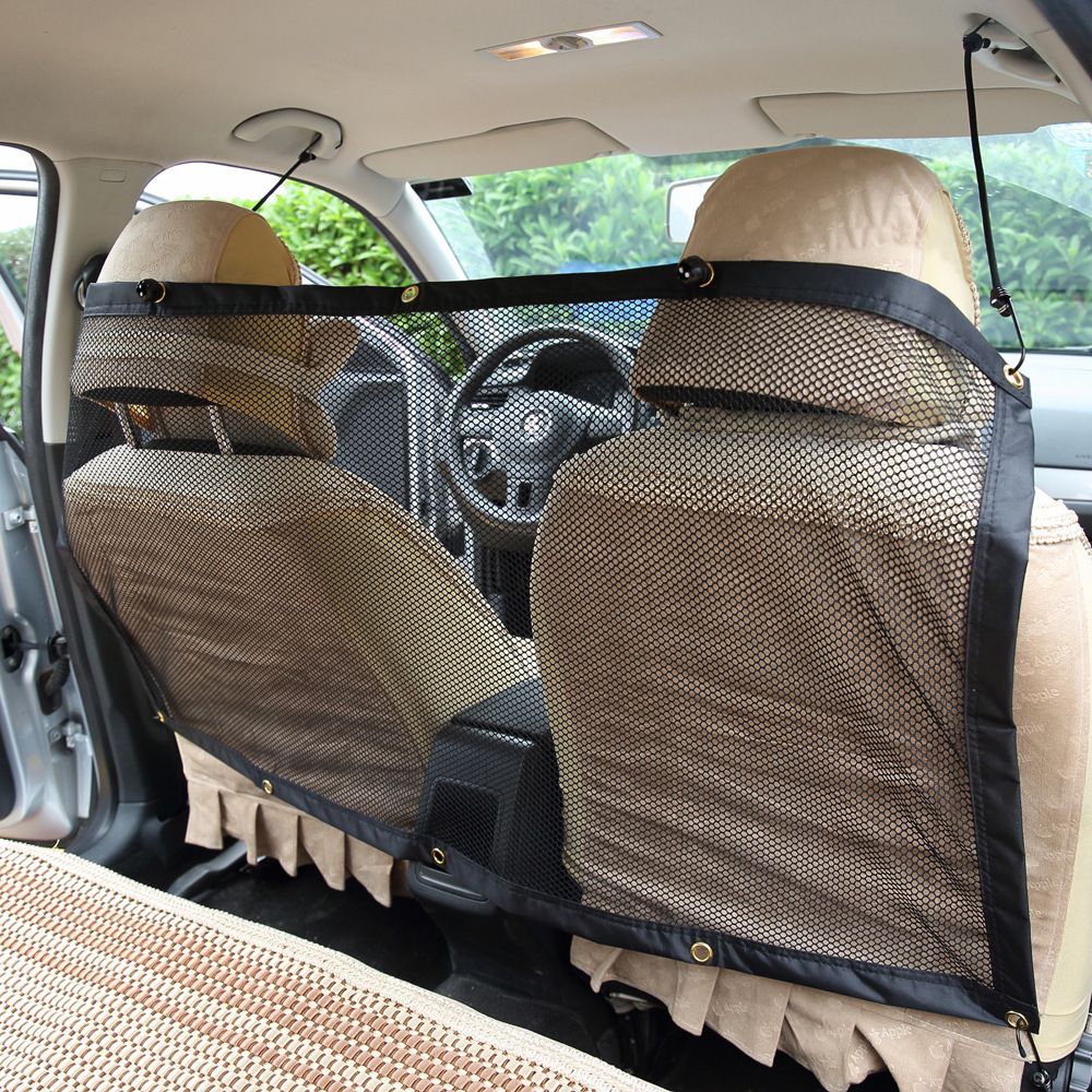 Car Dog Barrier High See Through Net Vehicle Pet Barrier for Cars Trucks and SUV, Black, Adjustable, Keeps Dogs and Pet Hair Out of Back Seat