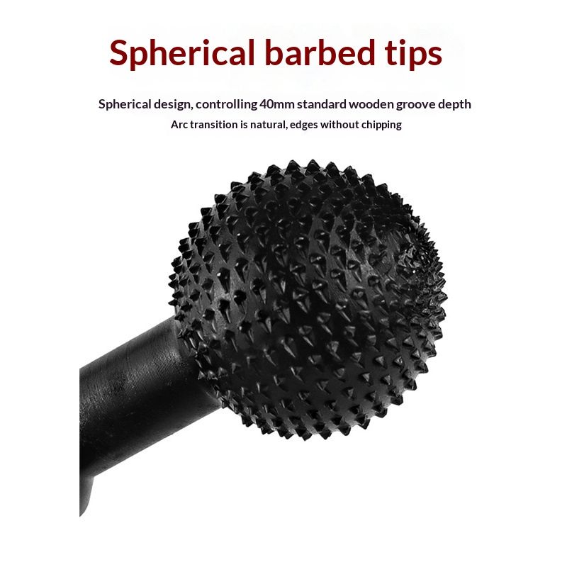 Ball Gouge Angle Grinder Attachment - 360° Sphere Rotary Burr for Rapid Wood Carving, Heavy-Duty Steel Spherical Grinding Head with Abrasive Teeth（ Interface 10MM）