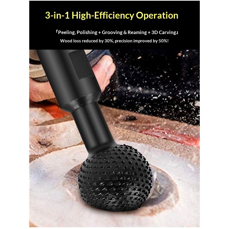 Ball Gouge Angle Grinder Attachment - 360° Sphere Rotary Burr for Rapid Wood Carving, Heavy-Duty Steel Spherical Grinding Head with Abrasive Teeth（ Interface 10MM）
