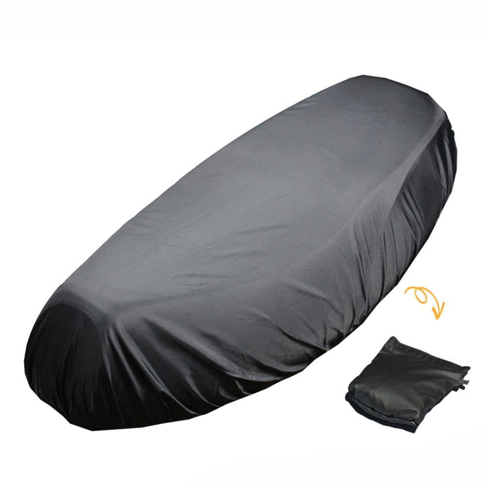 Rainproof Motorcycle Seat Cover Portable Waterproof Dustproof Cover Black Size-XL (Black High Stretch,only Cover)