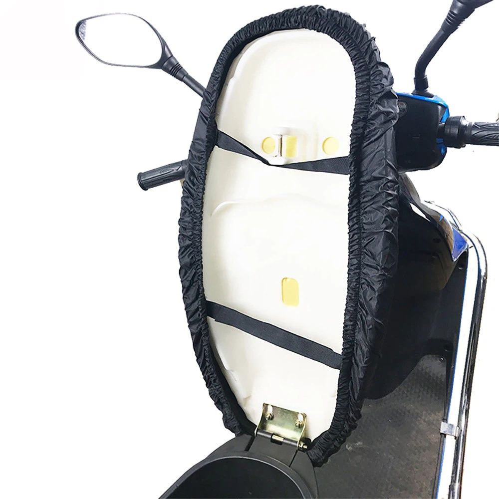 Rainproof Motorcycle Seat Cover Portable Waterproof Dustproof Cover Black Size-XL (Black High Stretch,only Cover)