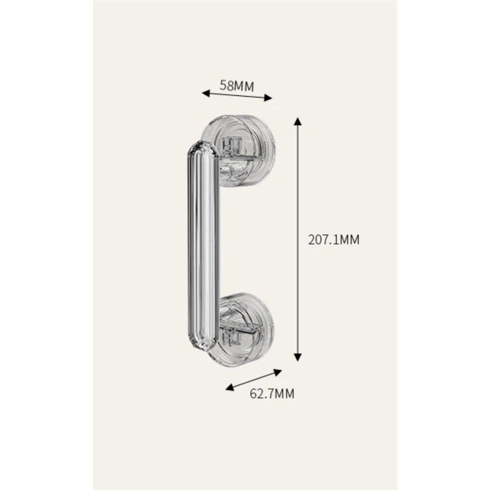 Waterproof Suction Cup Handle, Suction Cup Door Handle for Bathroom and Kitchen Cabinet Drawer (Transparet Sliver)