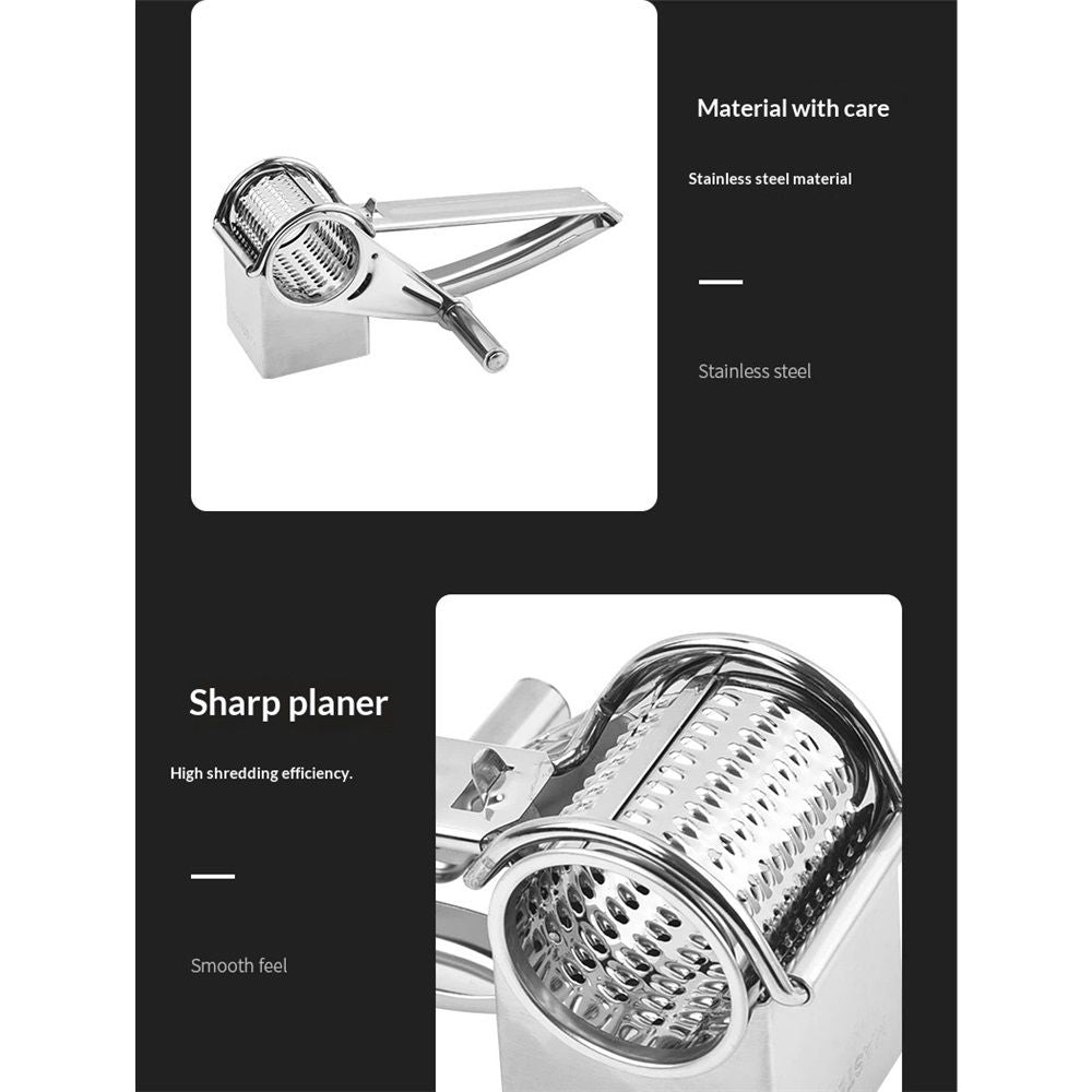 Rotary Cheese Grater Stainless Steel Handheld Rotary Parmesan Grater Cheese Cutter Slicer Shredder with 4 Stainless Drum for Grating Hard Chocolate Nuts Kitchen Tool