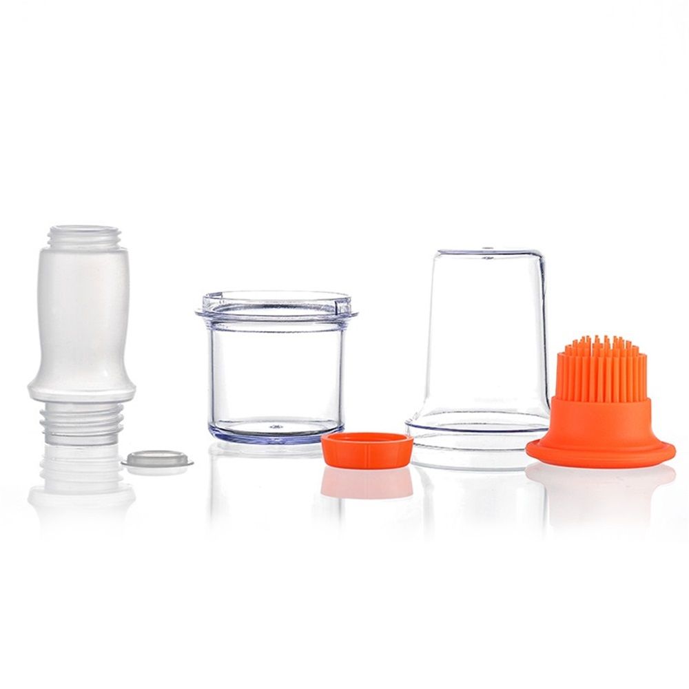 2 Pack Silicone Pressing Oil Bottle Brush with Lid Baking Sauce Bottle Salad Dressing Bottle Barbecue Sauce Brush Oil Pot Home Kitchen Oil Brush Tool (Orange)
