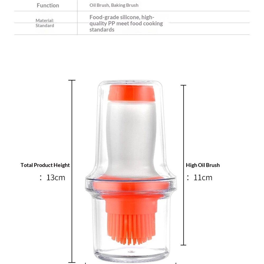 2 Pack Silicone Pressing Oil Bottle Brush with Lid Baking Sauce Bottle Salad Dressing Bottle Barbecue Sauce Brush Oil Pot Home Kitchen Oil Brush Tool (Orange)