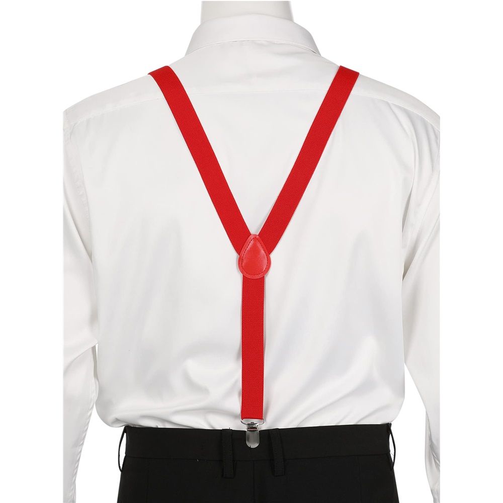 2 pack Women's Suspenders Clips Adjustable Elastic Band Y Shaped Suspender, Suspender with 3 Strong Clips Adjustable Braces (red)