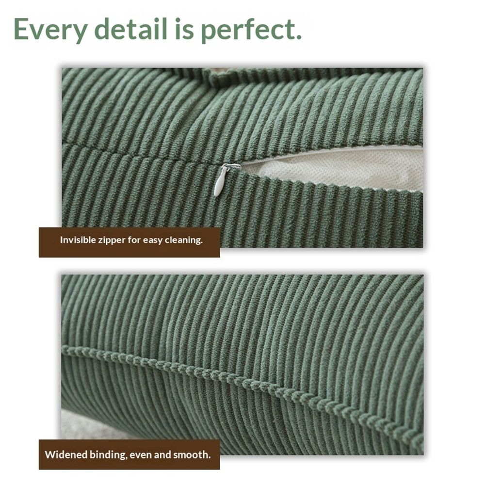 Couch Throw Pillows Covers 18x18 Inch Set of 4,Green Corduroy Decorative Cushion Case,Rustic Fun Living Room Decor （only pillowcases）