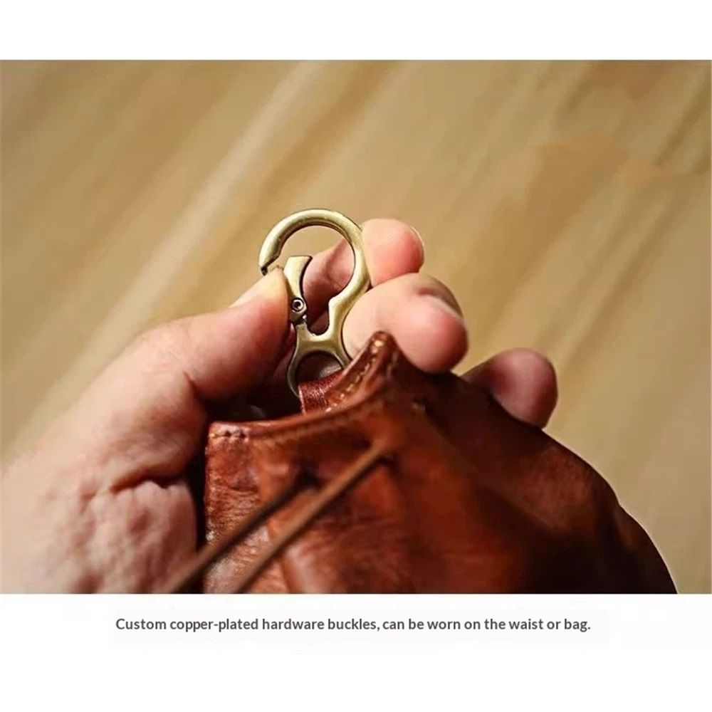 Simple Retro Storage Bag New Leather Drawstring Coin Purse Small Purses Wallets for Women Man Leather Coin Pouch Change Purse Mini Coin Purse Keychain Wallet Mens Coin Pouch (Brown)