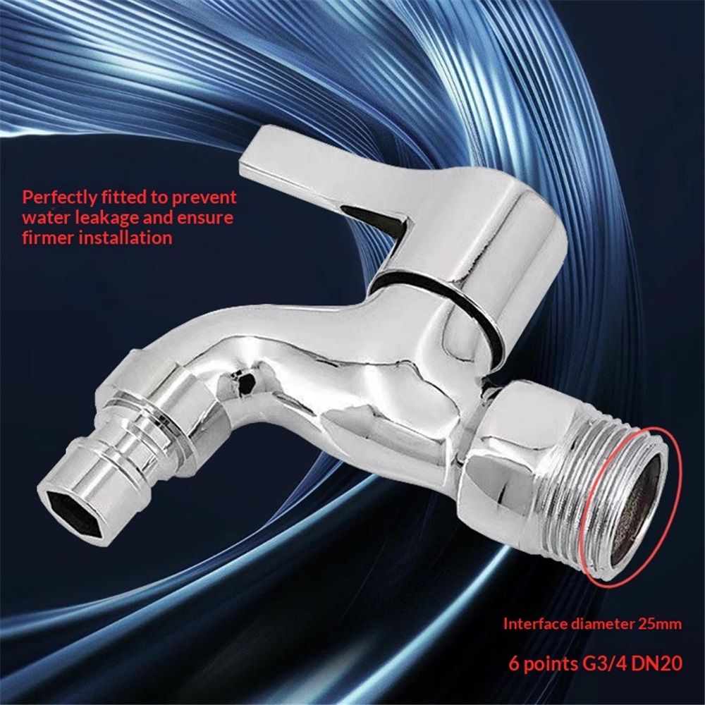 Alloy Outdoor Faucet, Interface Wall-Mounted Faucet, Used for Bathroom Mop Sink, Balcony and Garden（Silver）