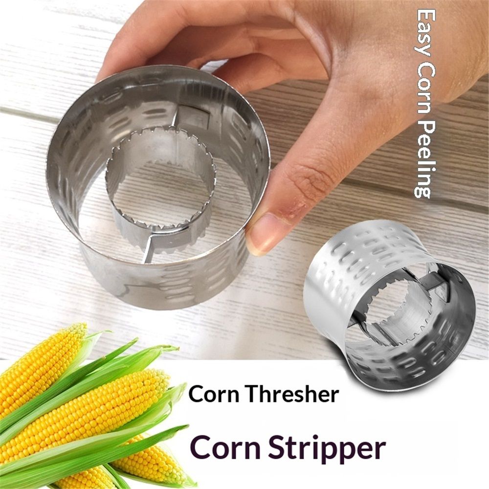 2 pack Premium Stainless Steel Corn Thresher Stripper & Peeler - Magic Corn On The Cob Removal Tool（silvery）