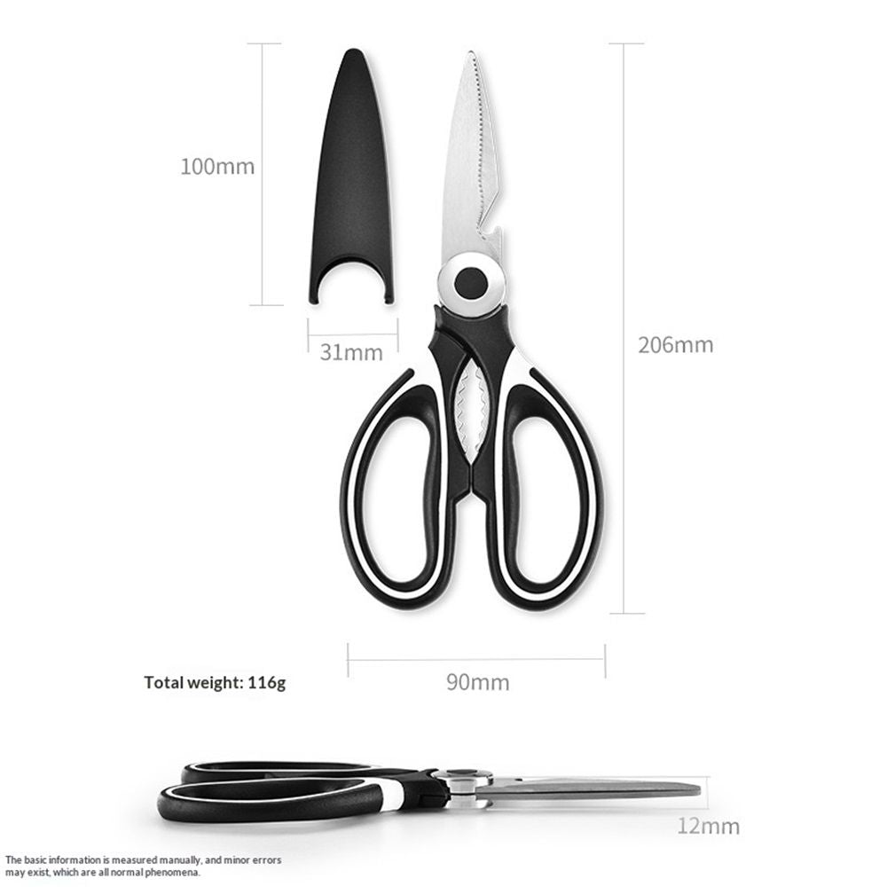 2 pack Kitchen Shears Multi Purpose Strong Stainless Steel Kitchen Utility Scissors with Cover Poulry,Fish, Meat, Vegetables Herbs, Bones, Dishwasher Safe (Black)