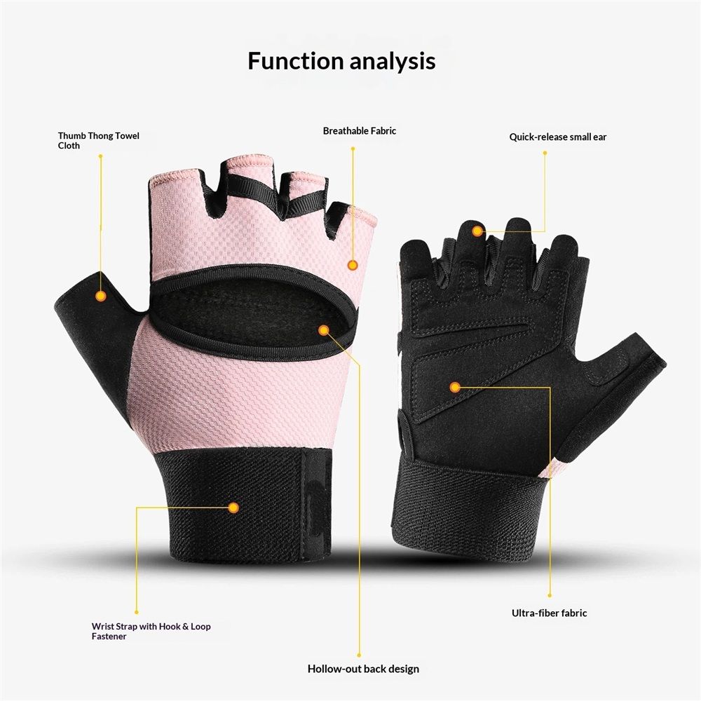 1 Pair Essential Training & Weightlifting Gloves, Fingerless Workout Gloves, for Secure Hold and Palm Padding Protection