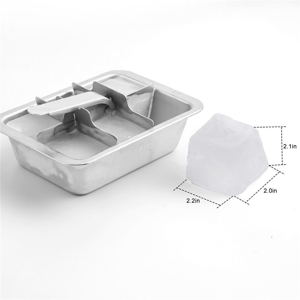 Professional Ice Cube Trays Stainless Steel - 6-Large Slot Heavy Duty Metal Icecube Mold, Non-Toxic Freezer Tray with Lever Release, Bar & Kitchen Use