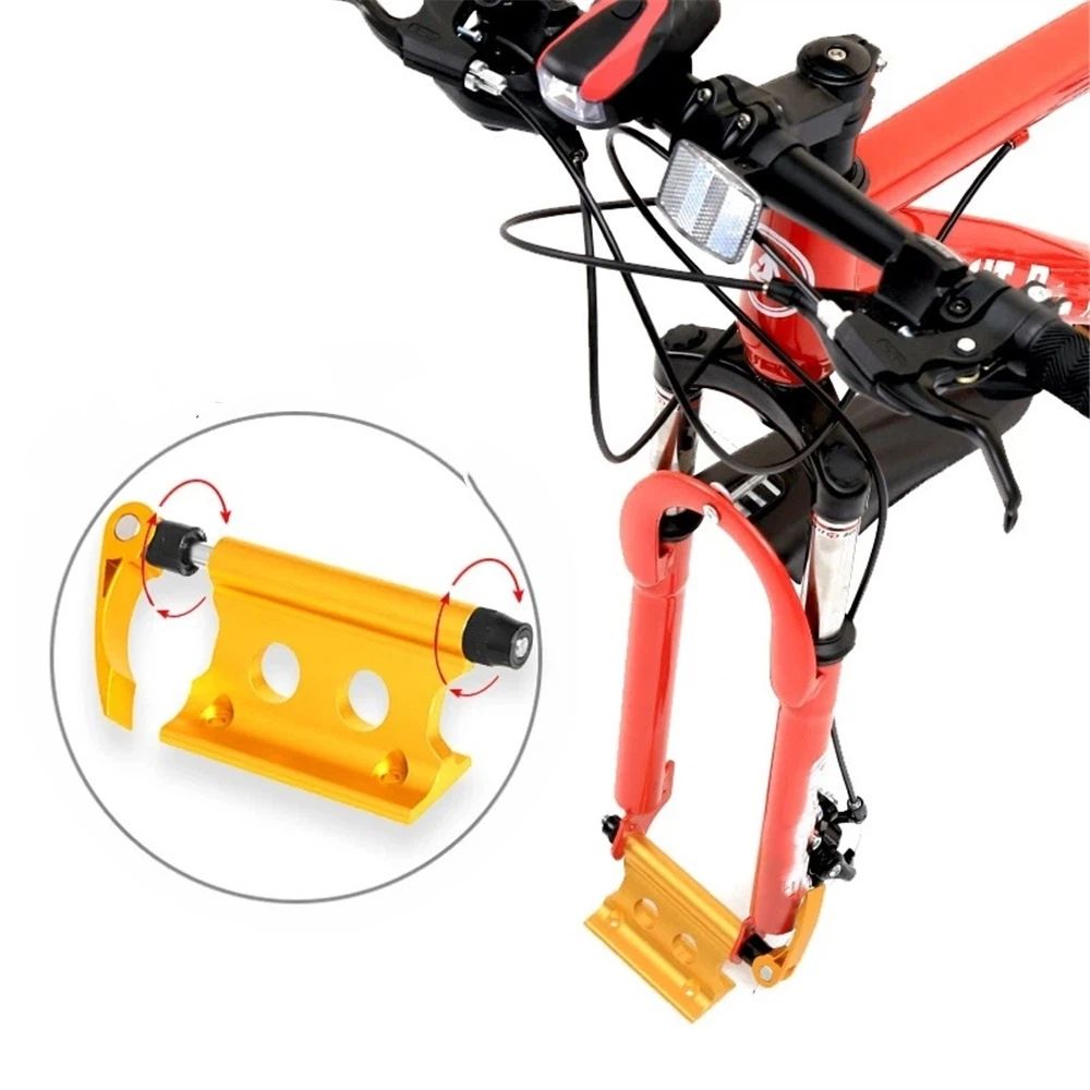 Bike Block Fork Mount w/Quick-Release Lever, Aluminum Alloy Bicycle Front Fork Fixed Clip Luggage Rack for Truck Bed/Trailer/Van, Vertical or Horizontal Mounted (yellow)