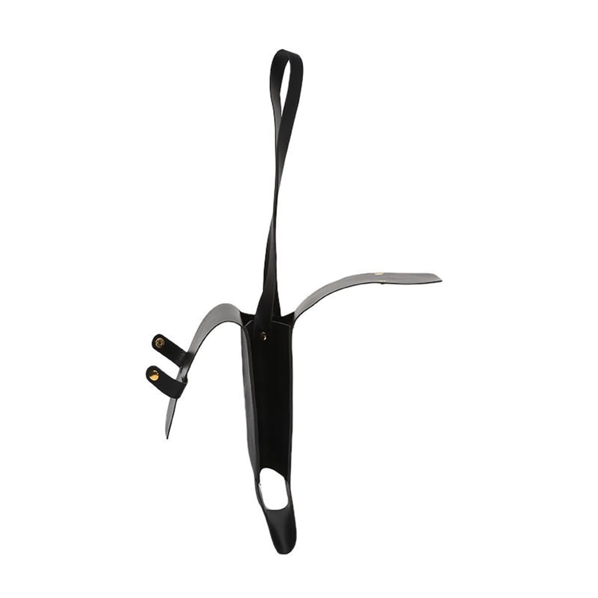 Single Bottle Wine Riveted Carrier, Handmade from Leather, for Wedding, Birthday, Party and Holiday - black