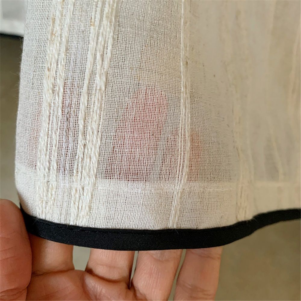 Kitchen Curtains for Small Window,Cafe Curtains 59 Inch Length,Striped Kitchen Pinch Pleat Curtain for Half Windows Semi Sheer Light