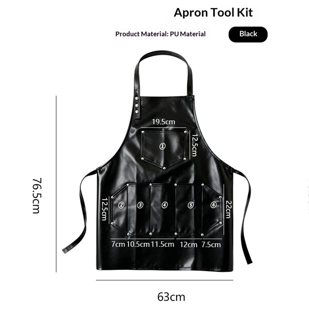 Professional Leather Hair Cutting Hairdressing Apron for  Hairstylist - Multi-use, Adjustable with pockets (Black)