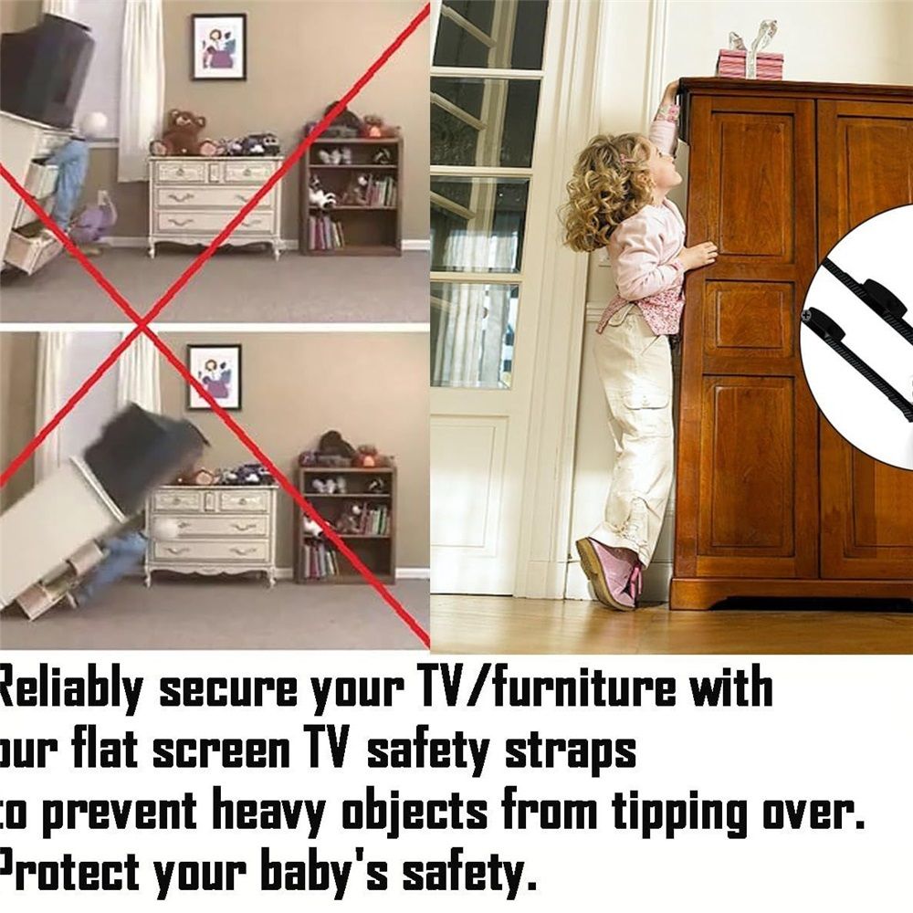 2 pack TV & Furniture Anti-Tip Safety Straps | Premium Parts | Mounting Hardware Included | Baby-Proof and Earthquake-Proof from Tipping