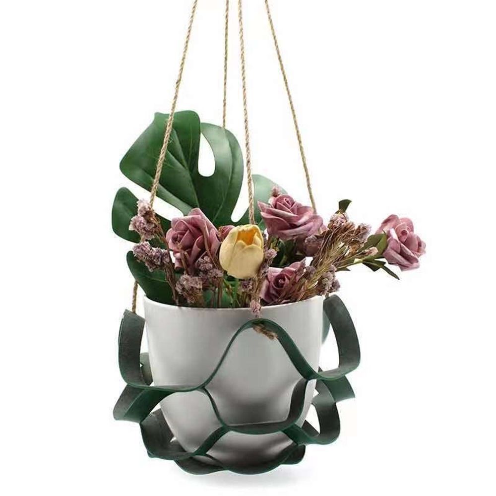 2 pack Hanging Planter Shelf, Gardening Accessories, Flower Pot Holder, PU Leather for Garden Outdoor Bedroom Indoor (Plant and Pot Not Included) (Large green)