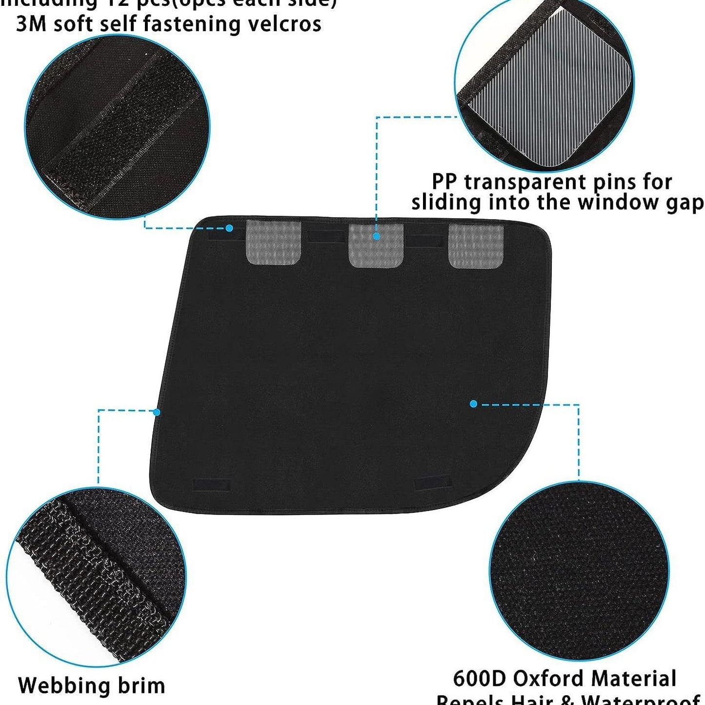 A pair Dog Car Door Protector, Anti-Scratch Car Door Cover from Dog Scratching, Durable Pet Window Guard for Vehicle Truck SUV Universal Fit Machine Washable, black