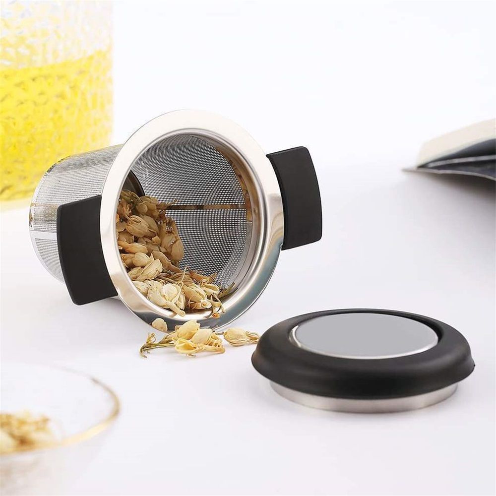 2 Pack Extra Fine Mesh Tea Strainers for Loose Tea Single Cup, 304 Stainless Steel and Food Grade Silicone Loose Leaf Tea Steeper Tea Strainers & Filters for Black Tea, Coffee, etc