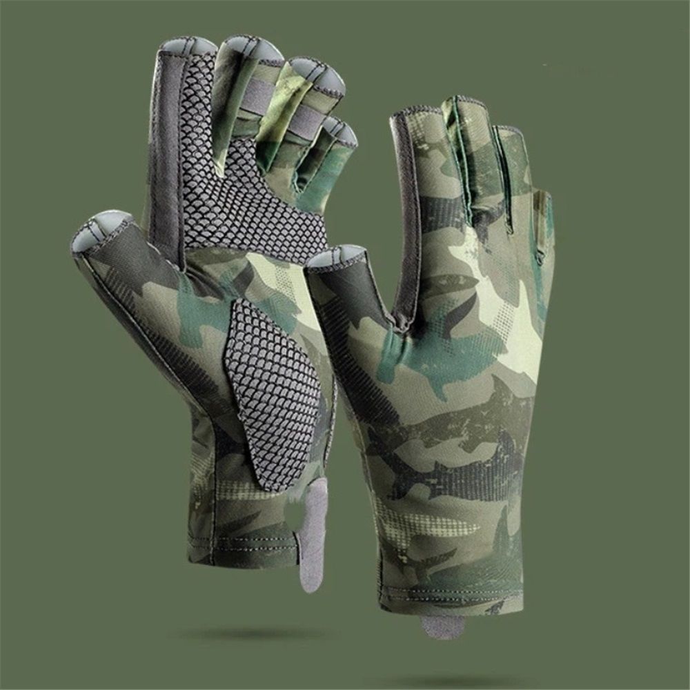 Fishing Gloves Gloves UV Protection Fingerless Gloves Men Women for Outdoor, Kayaking, Rowing, Paddling, Canoeing, Hunting（green）
