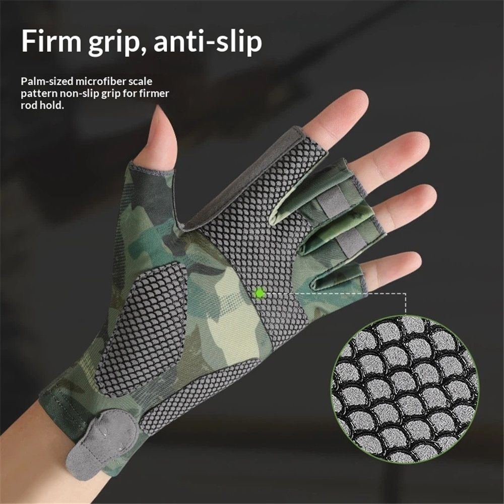 Fishing Gloves Gloves UV Protection Fingerless Gloves Men Women for Outdoor, Kayaking, Rowing, Paddling, Canoeing, Hunting（green）