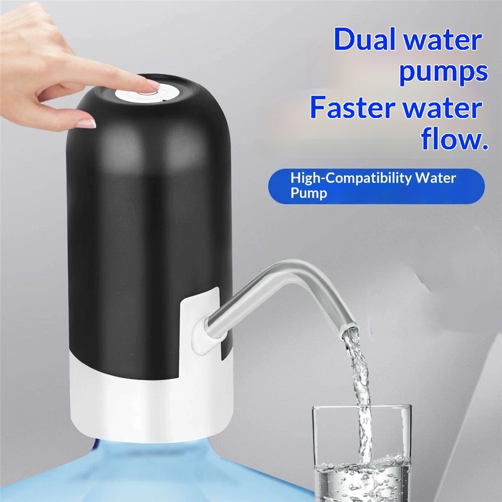 Water Bottle Pump 5 Gallon Water Bottle Dispenser USB Charging Automatic Drinking Water Pump Portable Electric Water Dispenser Water Bottle Switch (black)
