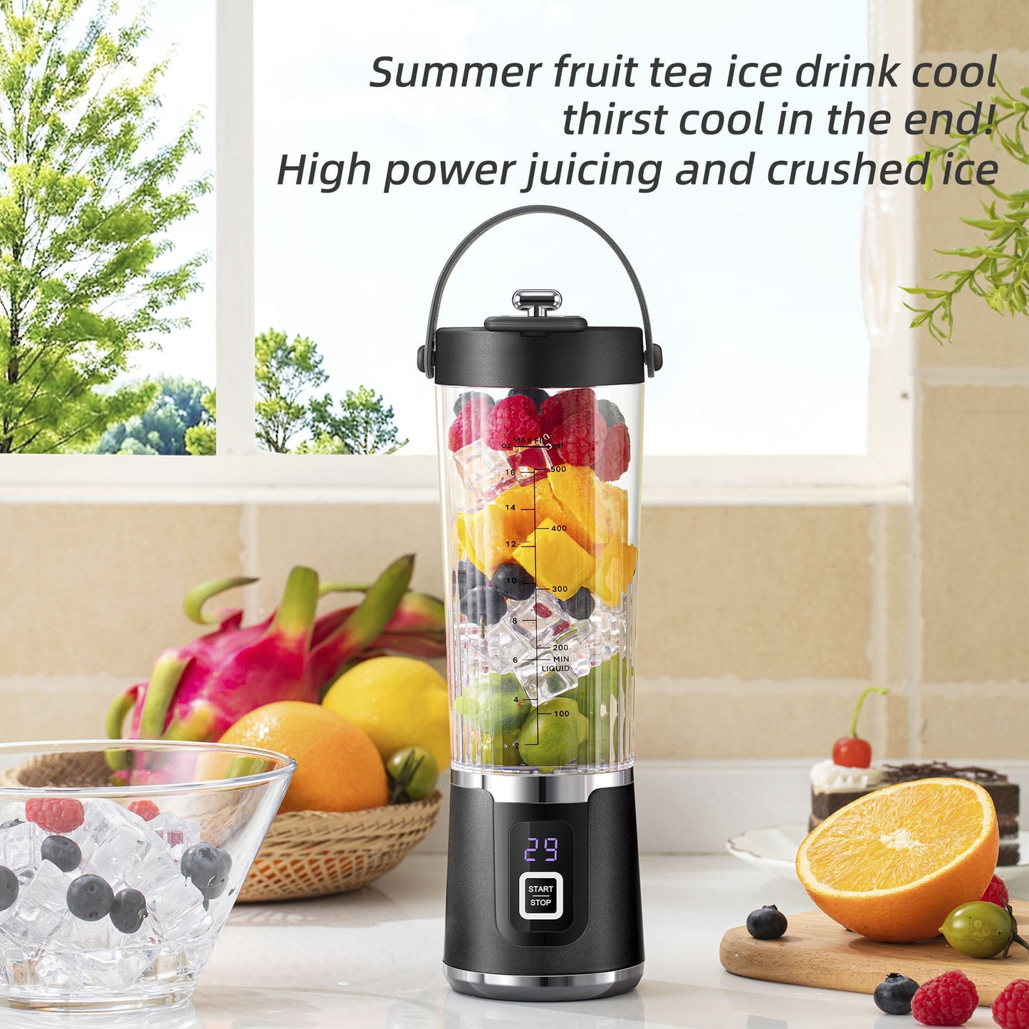 Portable Blender, Cordless Personal Smoothie Blender with USB Rechargeable & 10 Blades, Compact Mini Juicer Powerful Blending for Shakes/Fruits/Veggies/Travel/Home/Office/Gym/Camping（Only juicer）