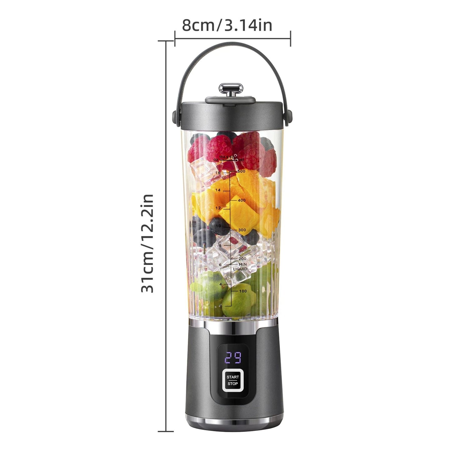 Portable Blender, Cordless Personal Smoothie Blender with USB Rechargeable & 10 Blades, Compact Mini Juicer Powerful Blending for Shakes/Fruits/Veggies/Travel/Home/Office/Gym/Camping（Only juicer）