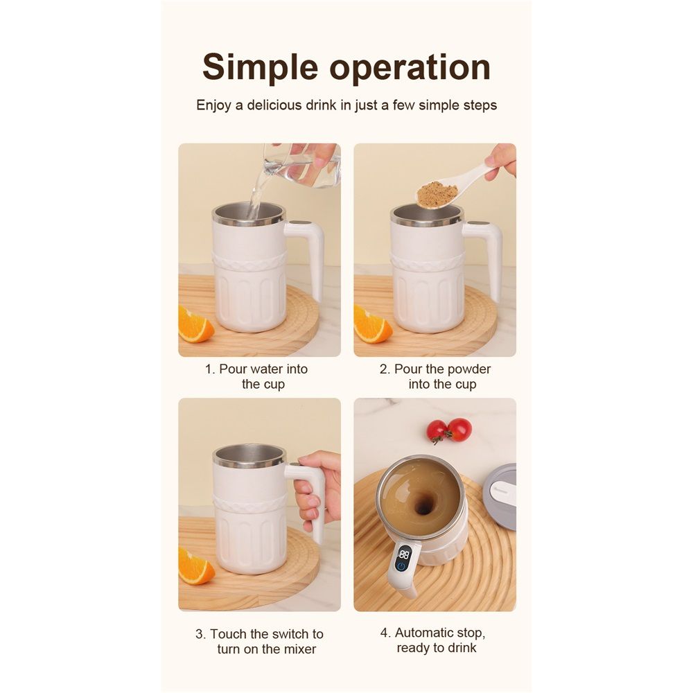 Self- Stirring mug 13.4oz - Digital Temp Display, Touch Switch, 20s Auto Shutoff, Fast Charging, Christmas Gift for Family & Friends