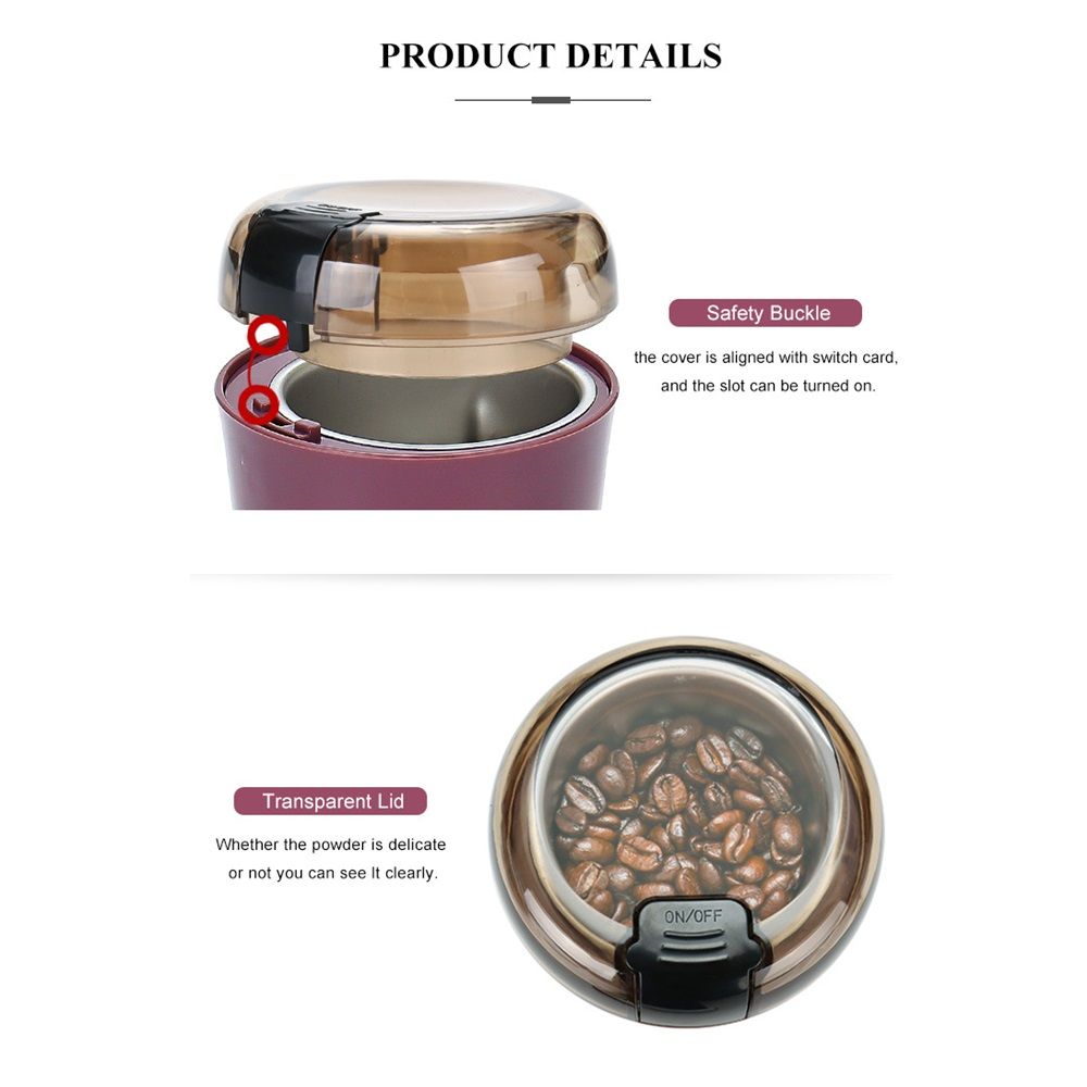 Electric Pill Crusher and Grinder - Fine Powder for Small or Large Pills, Elders or Pets. Coffee Bean Grinder. (Purple)