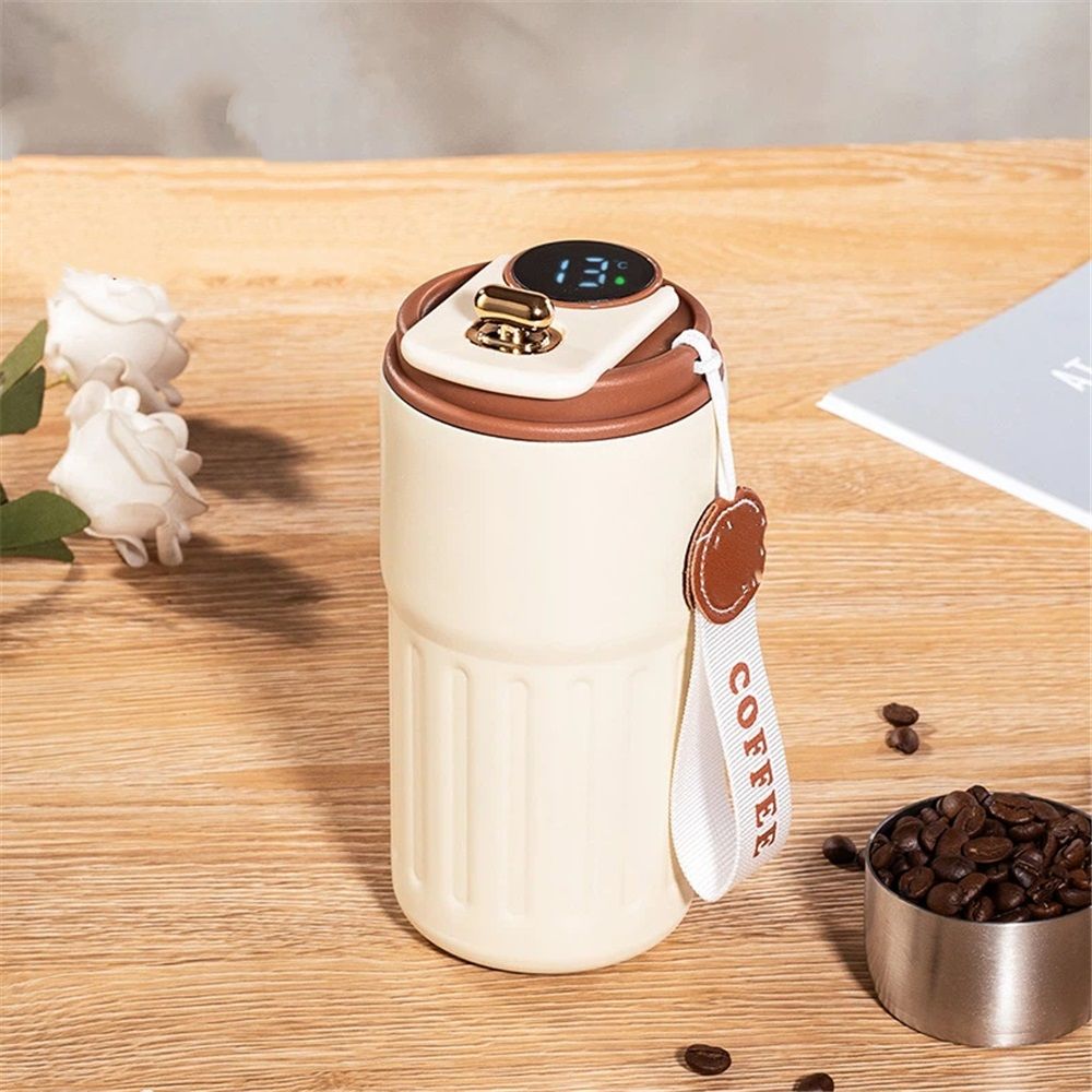 Coffee Cup With Temperature Display, New Portable LED Temperature Display Water Bottle, 450ml Large Capacity Coffee Bottle, for Car Office Travel Mug